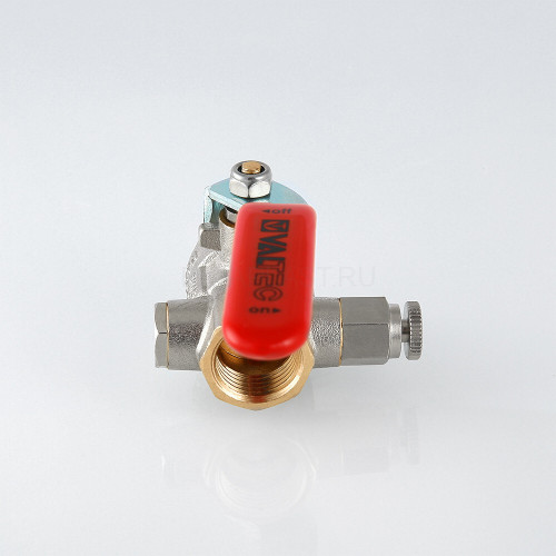Кран шаровой VALTEC 1" ВР/ВР, с дренажом и воздухоотводчиком, рычаг (VT.245.N.06)