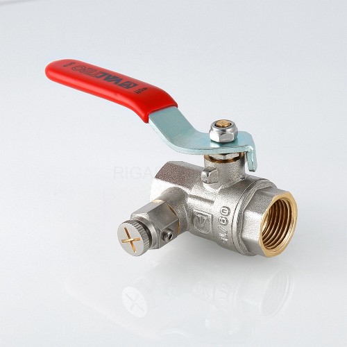 Кран шаровой VALTEC 1" ВР/ВР, с дренажом и воздухоотводчиком, рычаг (VT.245.N.06)