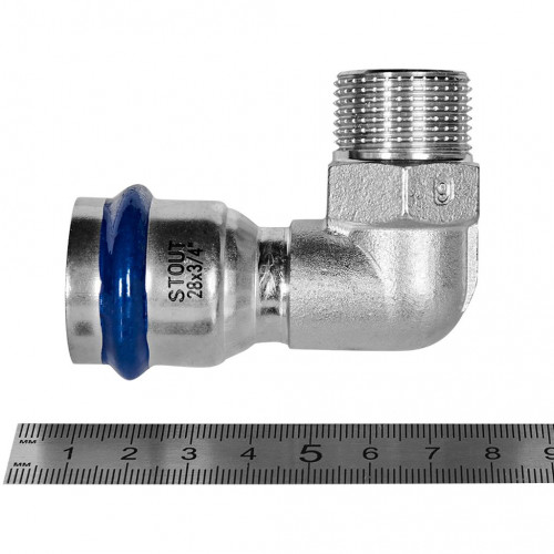 Угольник-переходник STOUT ВПр-НР, 28 мм x 3/4 дюйма, из нержавеющей стали, SSS-2010-002834