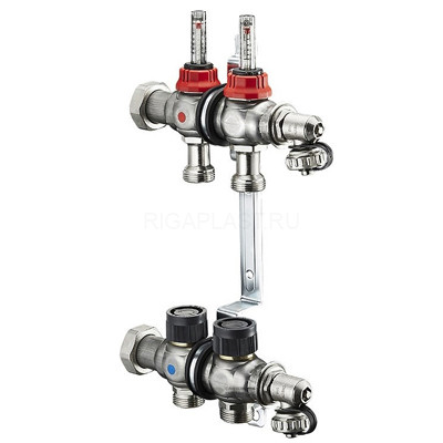 Группа коллекторная Multidis SF 1" на 2 контура 3/4" ЕК со встроенными ротаметрами Oventrop
