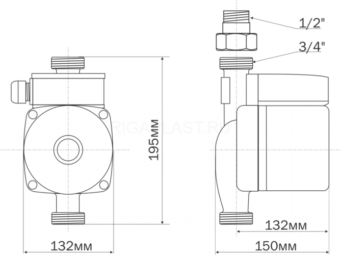 Циркуляционный насос Aquario AC 1512-195A