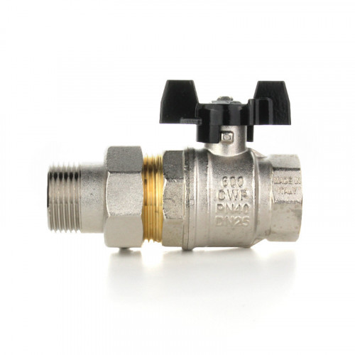 Полнопроходной ELSEN шаровой кран, 1/2" НВ американка, ручка бабочка, EV12.3201