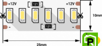 Лента светодиодная стандарт 3014, 240 LED/м, 24 Вт/м, 12В , IP20, Цвет: Холодный белый