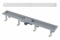 Душевой лоток AlcaPlast APZ8-Simple 750 с решеткой и опорами, серый, хром, выпуск боковой