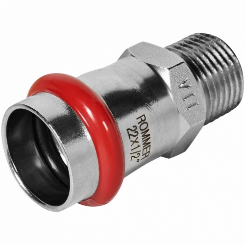 Переходник ВПр-НР 22х1/2" из стали нержавеющей, прессовой ROMMER