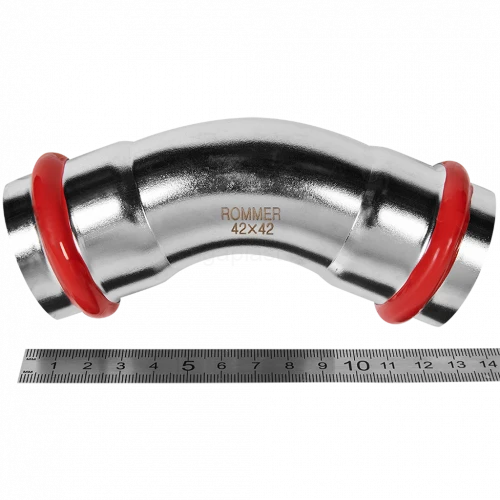 Угольник ROMMER 45° ВПр 42 мм из нержавеющей стали, RSS-0005-000042