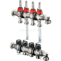Группа коллекторная Multidis SF 1" на 4 контура 3/4" ЕК со встроенными ротаметрами Oventrop