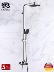 Душевая система GANZER GZ26061-C, с тропическим душем, черный хром