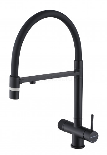 Смеситель для кухни HansenPRO HL15089-C, с подключением к фильтру, с гибким изливом, черный