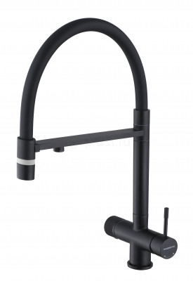 Смеситель для кухни HansenPRO HL15089-C, с подключением к фильтру, с гибким изливом, черный