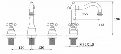Смеситель для раковины GANZER GZ09114, на 3 отверстия, хром