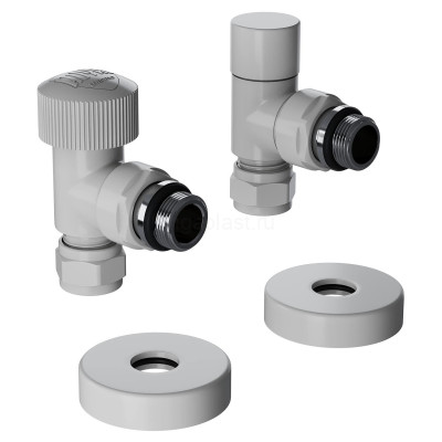 Набор термостатический угловой 1/2" Royal Thermo Design Pro 15мм М30х1,5 (Белый)