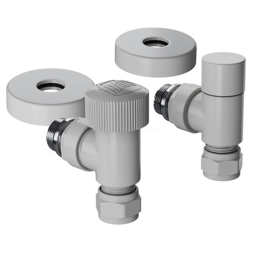 Набор термостатический угловой 1/2" Royal Thermo Design Pro 15мм М30х1,5 (Белый)