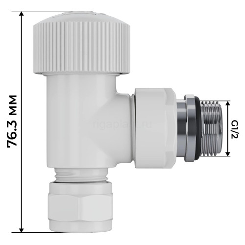 Набор термостатический угловой 1/2" Royal Thermo Design Pro 15мм М30х1,5 (Белый)
