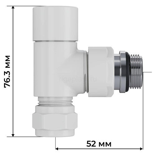 Набор термостатический угловой 1/2" Royal Thermo Design Pro 15мм М30х1,5 (Белый)
