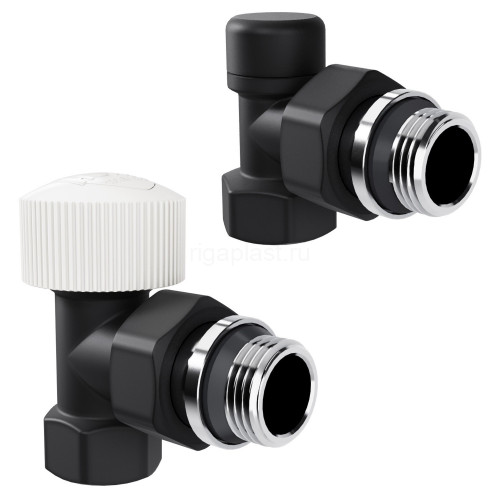 Набор термостатический угловой Royal Thermo Design 1/2" М30х1,5 (Черный)