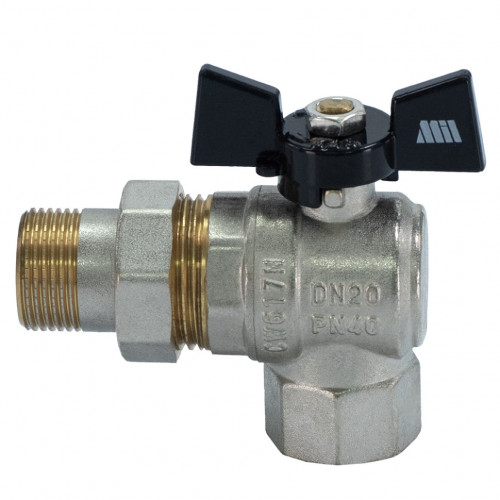 Кран шаровой с американкой угловой 3/4", бабочка Millennium