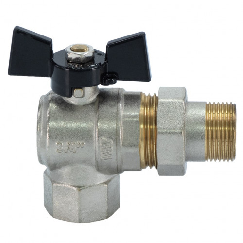 Кран шаровой с американкой угловой 3/4", бабочка Millennium