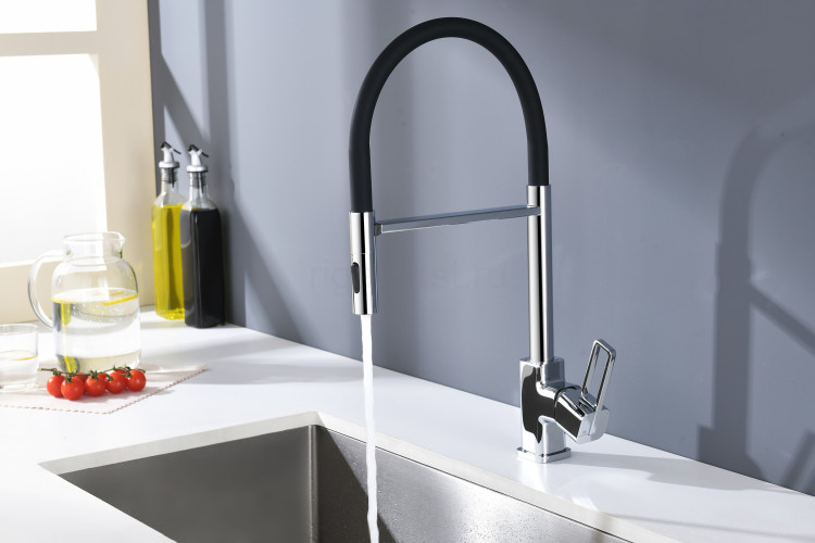 Смеситель для кухни GANZER GZ12127, с гибким изливом, хром