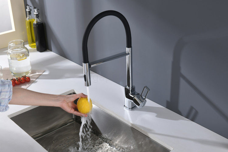 Смеситель для кухни GANZER GZ12127, с гибким изливом, хром