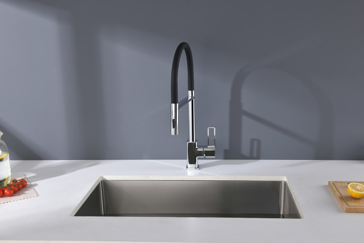 Смеситель для кухни GANZER GZ12127, с гибким изливом, хром
