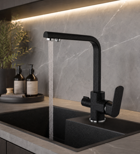 Смеситель для кухни HANSEN HL15084-C, с подключением к фильтру, черный