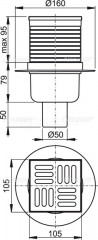 Трап для душа Alcaplast APV 105x105 мм, вертикальный выпуск, хром, APV32
