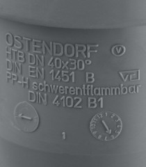 Отвод канализационный HTB 40 30° Ostendorf 111110