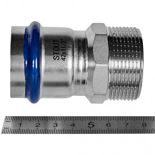 Переходник STOUT ВПр-НР, 42 мм x 11/2 дюйма, из нержавеющей стали, SSS-2021-042112
