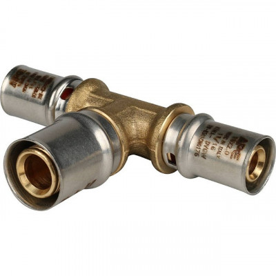 Тройник переходной 16х20х16 для металлопластиковых труб, прессовой STOUT SFP-0005-162016