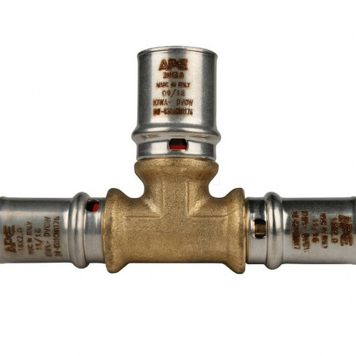 Тройник переходной 16х20х16 для металлопластиковых труб, прессовой STOUT SFP-0005-162016