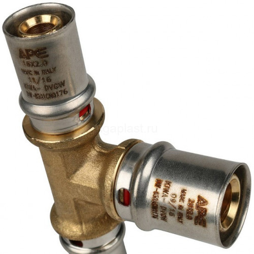 Тройник переходной 16х20х16 для металлопластиковых труб, прессовой STOUT SFP-0005-162016