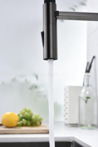 Смеситель для кухни GANZER GZ12127-QC, с гибким изливом, графит