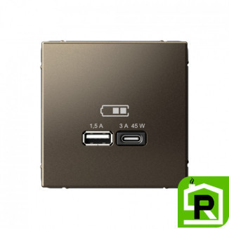 Art Gallery USB РОЗЕТКА A + тип-C 45Вт высокоскор.заряд. QC, PD, механизм, МОККО, GAL000629