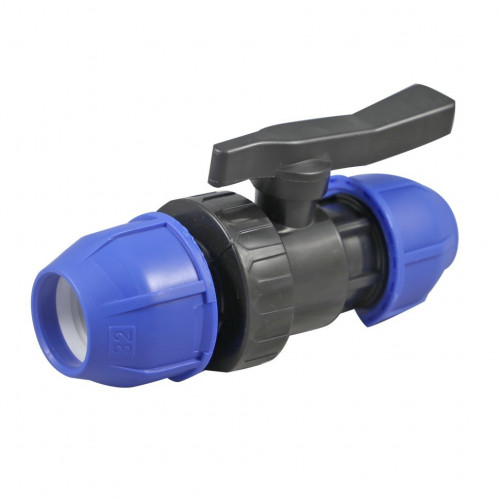 Кран шаровый компрессионный ПНД 63-63 PN10 Millennium PEKP6363