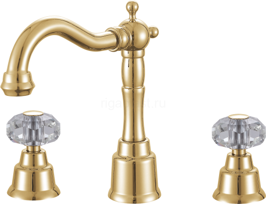 Смеситель для раковины GANZER GZ09015-E, на 3 отверстия, золото