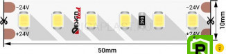 Лента светодиодная LUX, 2835, 120 LED/м, 14,4 Вт/м, 24В, IP33, Теплый белый (2700K)