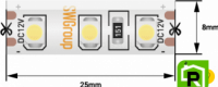 Лента светодиодная стандарт 3528, 120 LED/м, 9,6 Вт/м, 12В , IP65, Цвет: Холодный белый