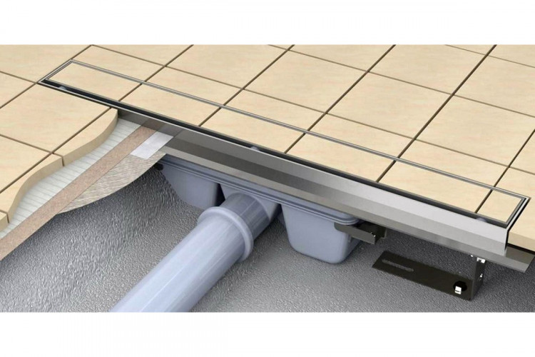 Душевой лоток AlcaPlast APZ6S 850 с опорами, в пол около стены, выпуск боковой