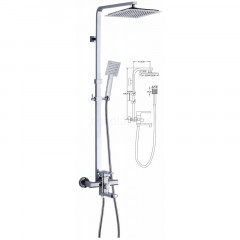 Душевая система HANSEN H33001, с тропическим душем, хром