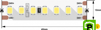 Лента светодиодная LUX, 2835, 168 LED/м, 17 Вт/м, 24В, IP33, Нейтральный белый (4000K)