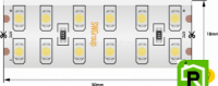 Лента светодиодная стандарт 3528, 240 LED/м, 19,2 Вт/м, 24В , IP65, Цвет: Теплый белый