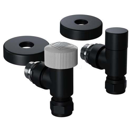 Набор термостатический угловой 1/2" Royal Thermo Design Pro 15мм М30х1,5 (Черный)