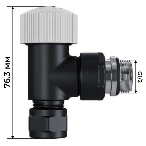 Набор термостатический угловой 1/2" Royal Thermo Design Pro 15мм М30х1,5 (Черный)