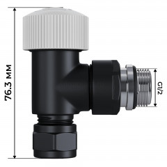 Набор термостатический угловой 1/2" Royal Thermo Design Pro 15мм М30х1,5 (Черный)