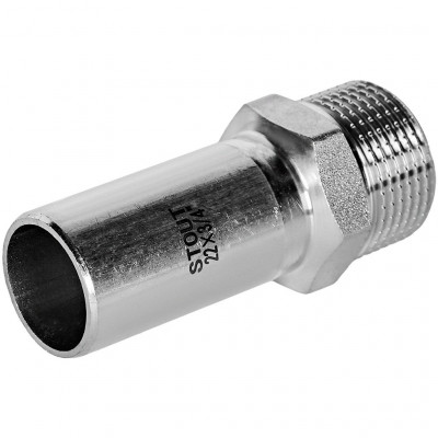 Вставка переходная STOUT НПр-НР, 22 мм x 3/4 дюйма, из нержавеющей стали, SSS-2024-002234
