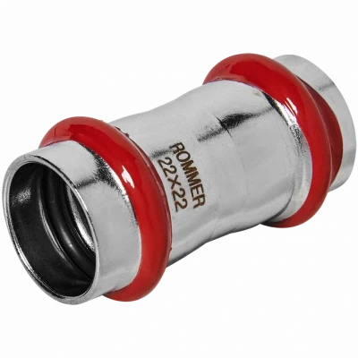 Муфта равнопроходная ВПр 22 из стали нержавеющей, прессовой ROMMER