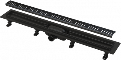 Водоотводящий желоб APZ10BLACK 950 мм с порогами для перфорированной решетки, черный матовый Alcaplast