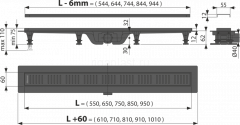 Душевой лоток Alcaplast APZ10BLACK Simple 950 мм, черный матовый, APZ10BLACK-950M