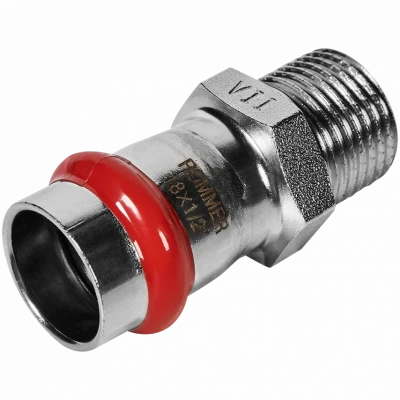 Переходник ВПр-НР 18х1/2" из стали нержавеющей, прессовой ROMMER